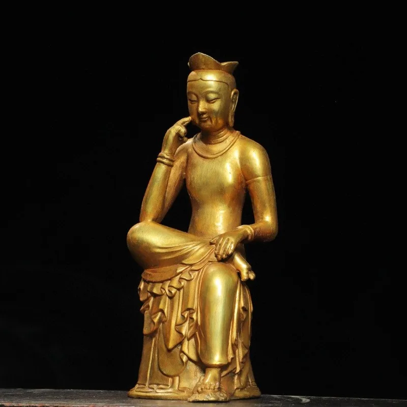 Hand-Carved Premium Gilded Bronze Maitreya Buddha Statue - 9.1