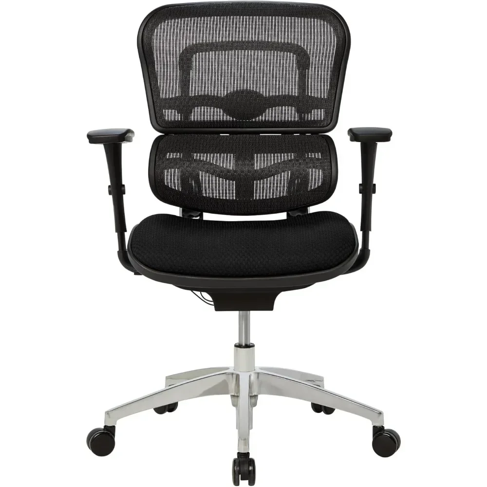 Ergonomischer Stuhl aus Mesh/Premium-Stoff der Serie 12000 mit mittlerer Rückenlehne, schwarz/schwarz, bifma-konform