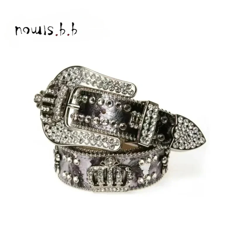 

Розовый кожаный ремешок со стразами, ремни для женщин, роскошный дизайнерский бренд, западный ковбойский бриллиантовый блестящий джинсовый ремень Y2K