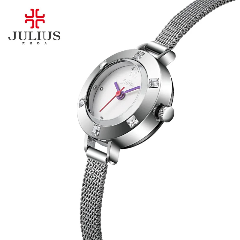 Mini Rhinestones Small Women's Watch Japan Quartz Hour Fine Fashion Steel Bracelet Clock Girl's Birthday Gift Julius No Box