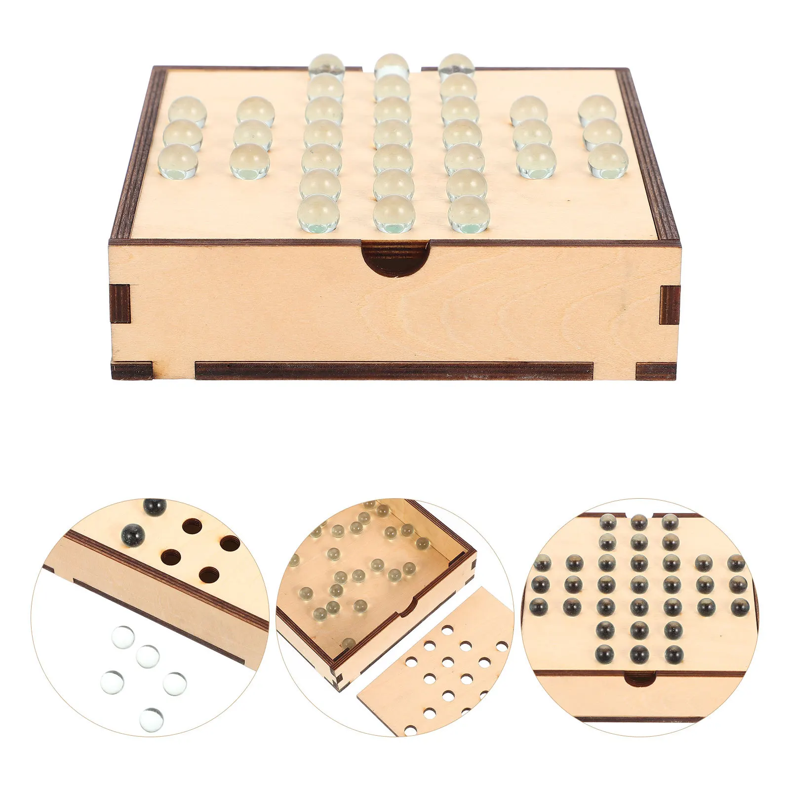 

1 set 1 Set Of Wooden Glass Checkers Board Educational Puzzle For Adults Interactive Chess Set Portable