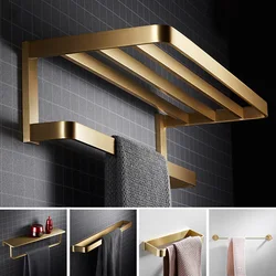 Brass Towel Holder Bathroom Wall Bracket Gold Luxury Towel Rack Bath cloth Hanger Towel Bar Bathroom Hardware