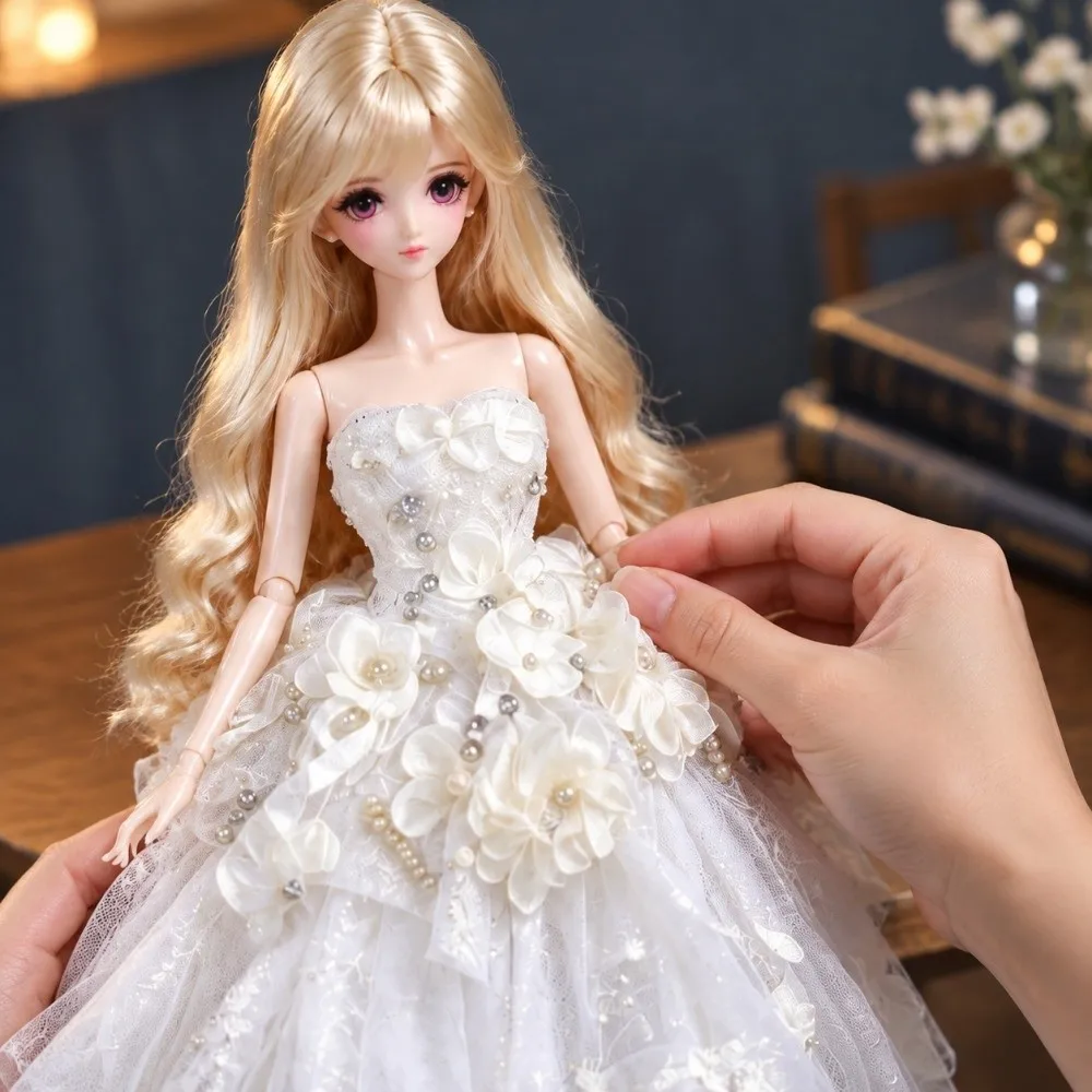 European 30cm Doll Wedding Princess Dress Fashion Handmade Casual Wear Girl Sequin DIY Girl Gift Doll Fluffy Lace Dress