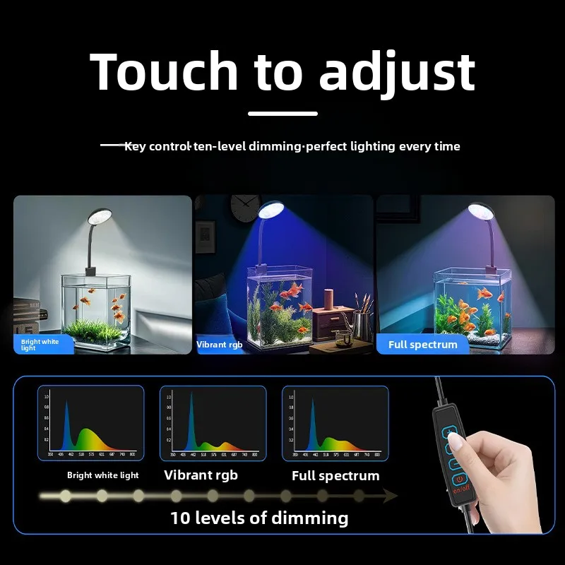 

Clip On Dimmable LED Fish Tank Light LED Aquarium Light ,Fixture with Timer for Freshwater Fish Tank Plant Grow Lamp, 5 V USB