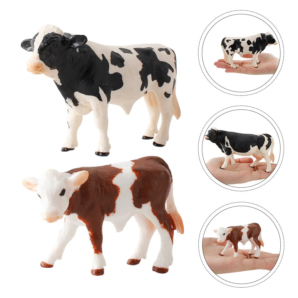 1Set Simulated Cow Adornment Black Brown Realistic Animal Decoration Garden Fun Outdoor Pasture Gift Cow Adornment