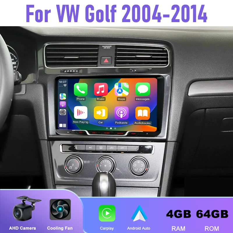 

9" 4+64GB Car Radio For VW Golf 2007-2014 Android 15 Auto Support Wireless Apple Carplay 2DIN GPS FM Steering Wheel Control