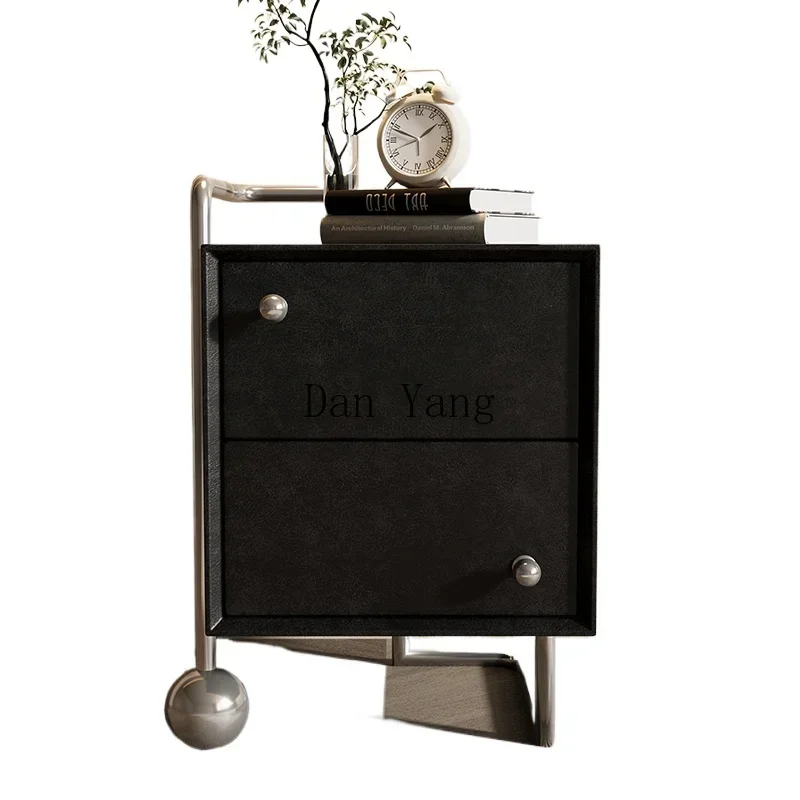 

YJ stainless steel drawer bedside table Bauhaus black creative locker master bedroom solid wood paint