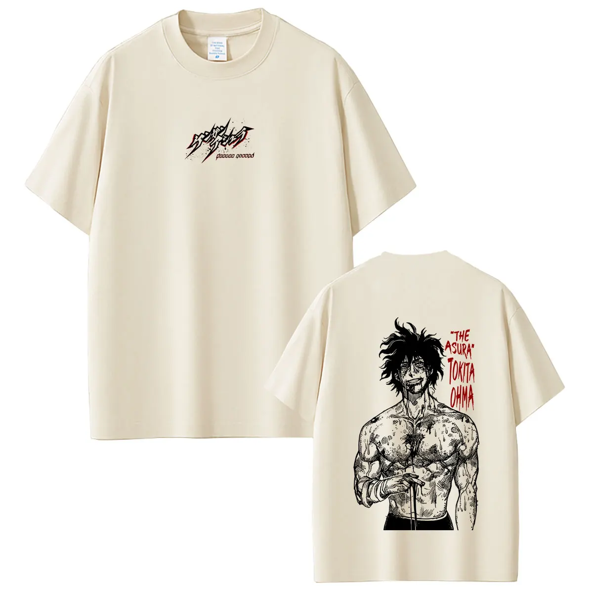 Anime Kengan Ashura Tokita Ohma T-Shirts für Männer, Lässige Hochwertige Weiche Baumwoll-T-Shirts für Männer und Frauen, Vintage Manga Oversized T-Shirt – Detail 12