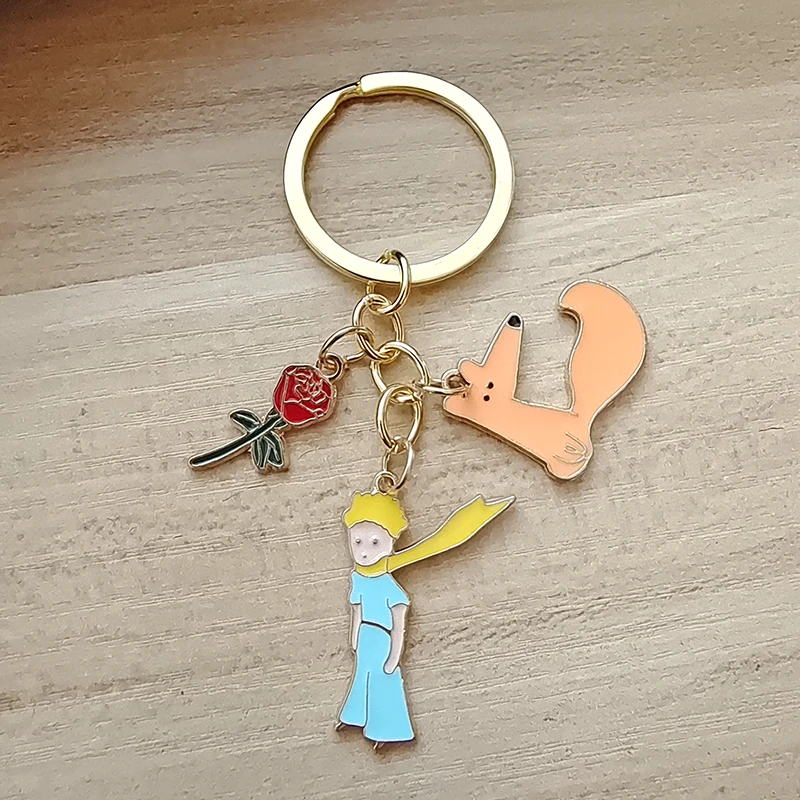 Fashion Metal Keychain Little Prince Keychain Cute Pendants For Clothes Backpack Keyring Chains Charm Gift