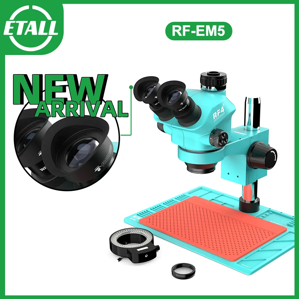 

RF4 7-50X RF7050-PO4 Focal Length Magnifying Phone PCB Welding Platform Aluminum Alloy Large Base Zoom Trinocular Microscope