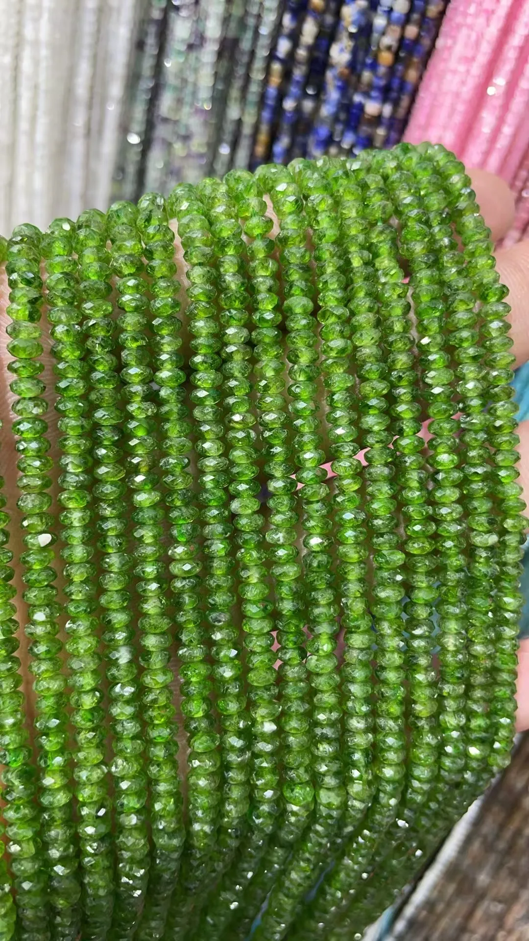 Wholesale Natural Tsavorite Stone1x3mm/2x4mm Calculate Beads Cut Length38cm