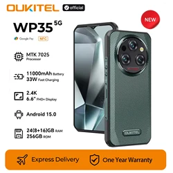 Smartphone robusto Oukitel-WP35, telefono cellulare Android, telefono cellulare NFC, 5G, 11000 mAh, 24 GB + 256 GB, 64 MP