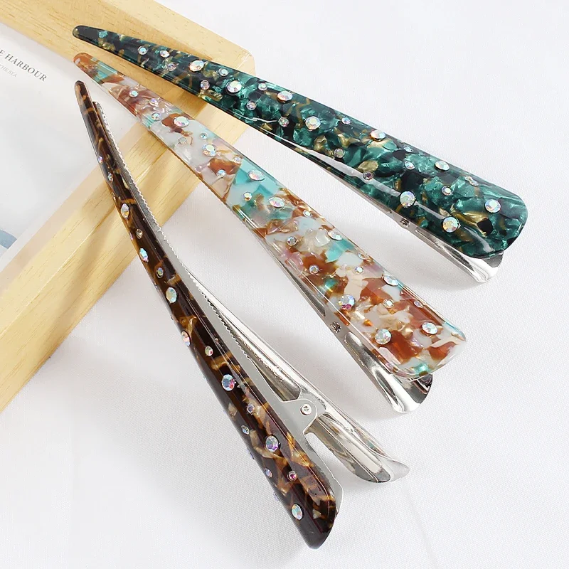 2023 Korean Elegant Metal Colorful Shiny Rhinestone Geometric Women\'s Hair Clips Girls Hairpin Long Barrettes Hair Accessories