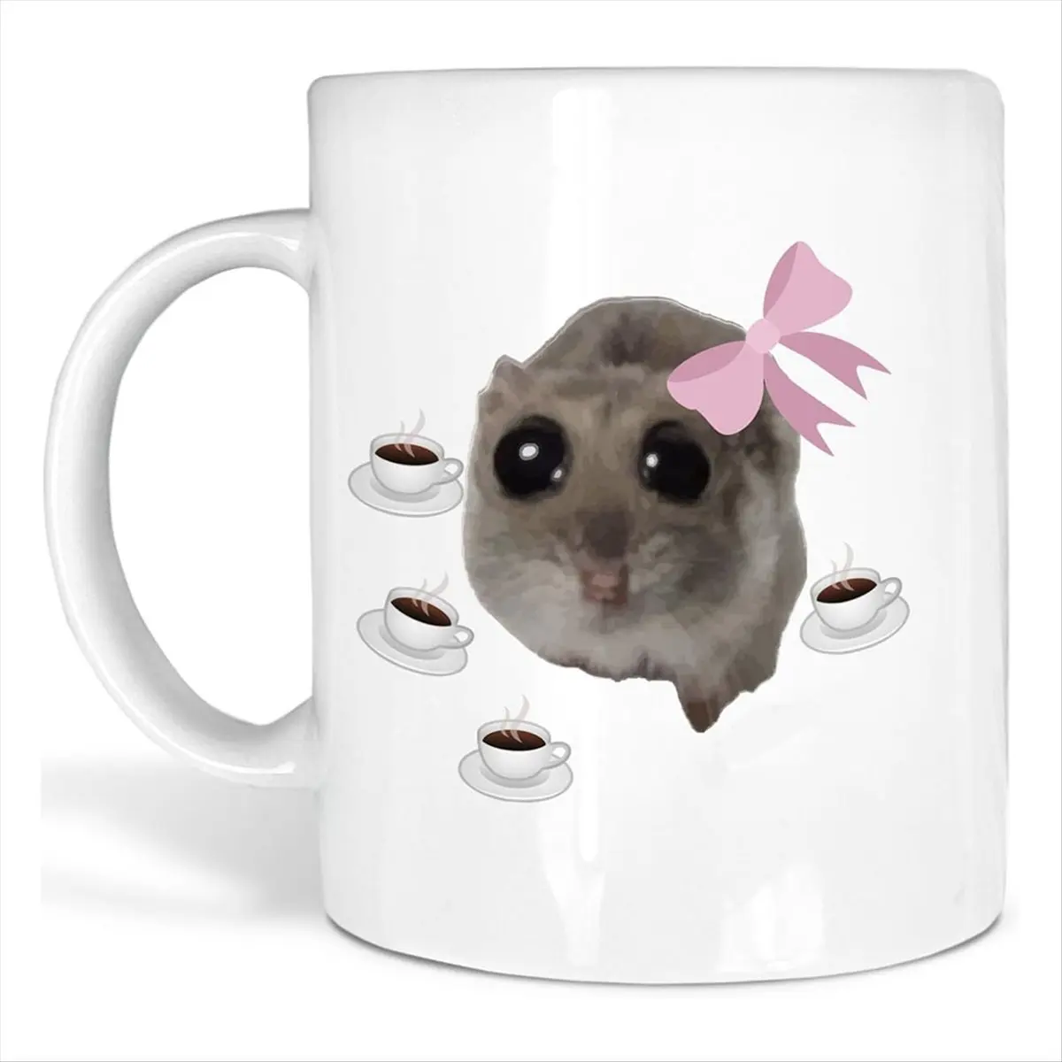 AT16 Hamster Mug Sad Hamster Meme Hamster Mug Printed Mugs with Sad Hamster Meme Cuttie Mug Good Morning Little Girl