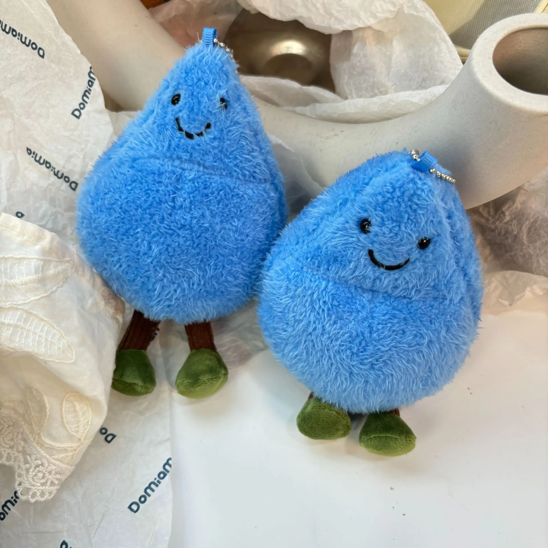 ブルーファンレインドロッププルードールズ-かわいい心地よい小さな水滴型ぬいぐるみ-バパチャーム-遊び心のあるキャニオンギフト-親友へのプレゼント