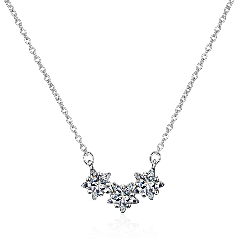 Wholesale Female Korean 925 Sterling Plata Stackable Star Micro Pave Zircon Pendant Necklace For Women Short Chain Collares