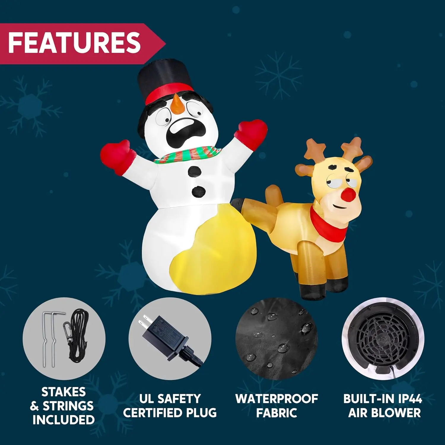 JOYFY 6.6 قدم طويل عيد الميلاد نفخ الديكور الرنة التبول على ثلج مع المصابيح المدمجة لعيد الميلاد حفلة ساحة حديقة ديكور