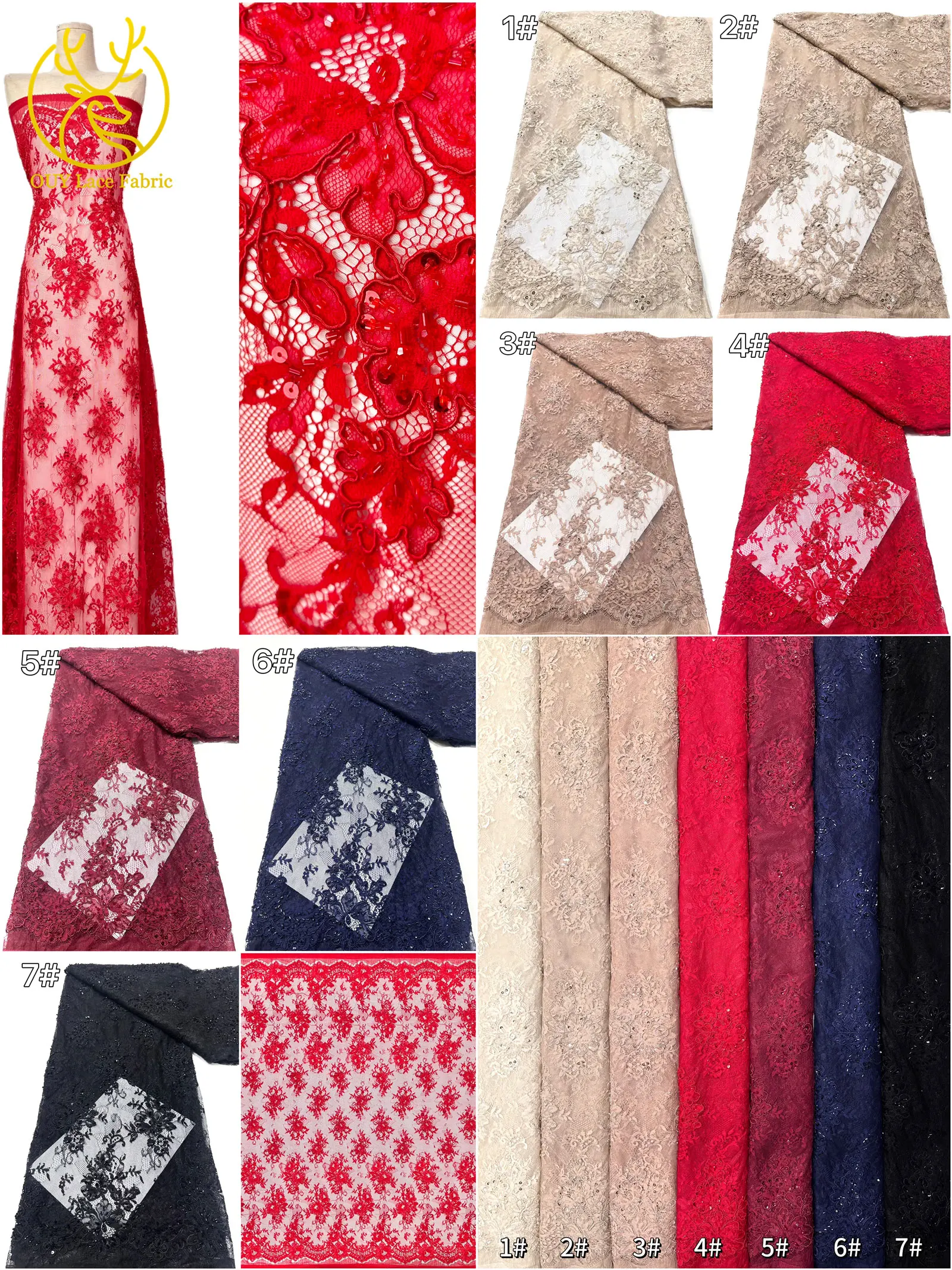 2026 Schwarzer Afrikanischer Perlen-Pailletten-Tüll-Spitzenstoff, Hochwertig und Luxuriös für Damen-Hochzeiten, DIY-Näharbeiten, Kleiderverzierung, 3 Meter – Detail 3