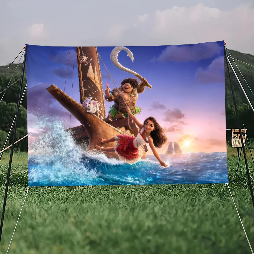 كارتون لطيف M-Moana 2026 Q العلم الديكور في الهواء الطلق نزهة حفلة الفن معلقة المنزل التخييم لافتة الحفلات أفضل الأسعار ضرب المنتج