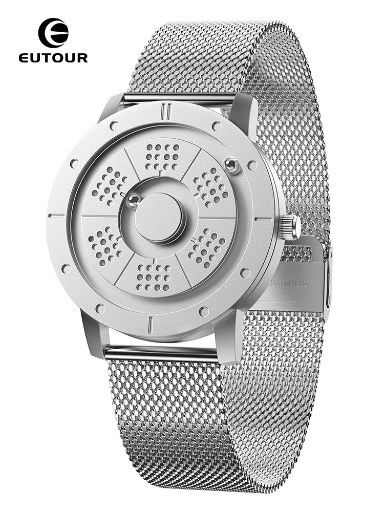 EUTOUR-Montre à quartz magnétique pour homme et femme, bracelet en acier inoxydable, simple,