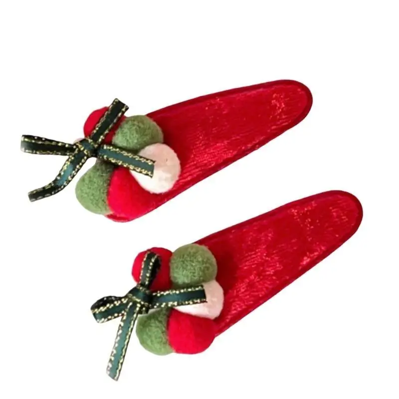 652f عيد الميلاد شجرة مسطحة مقطع الشعر barrette مخمل للبنائين الفتاة #3