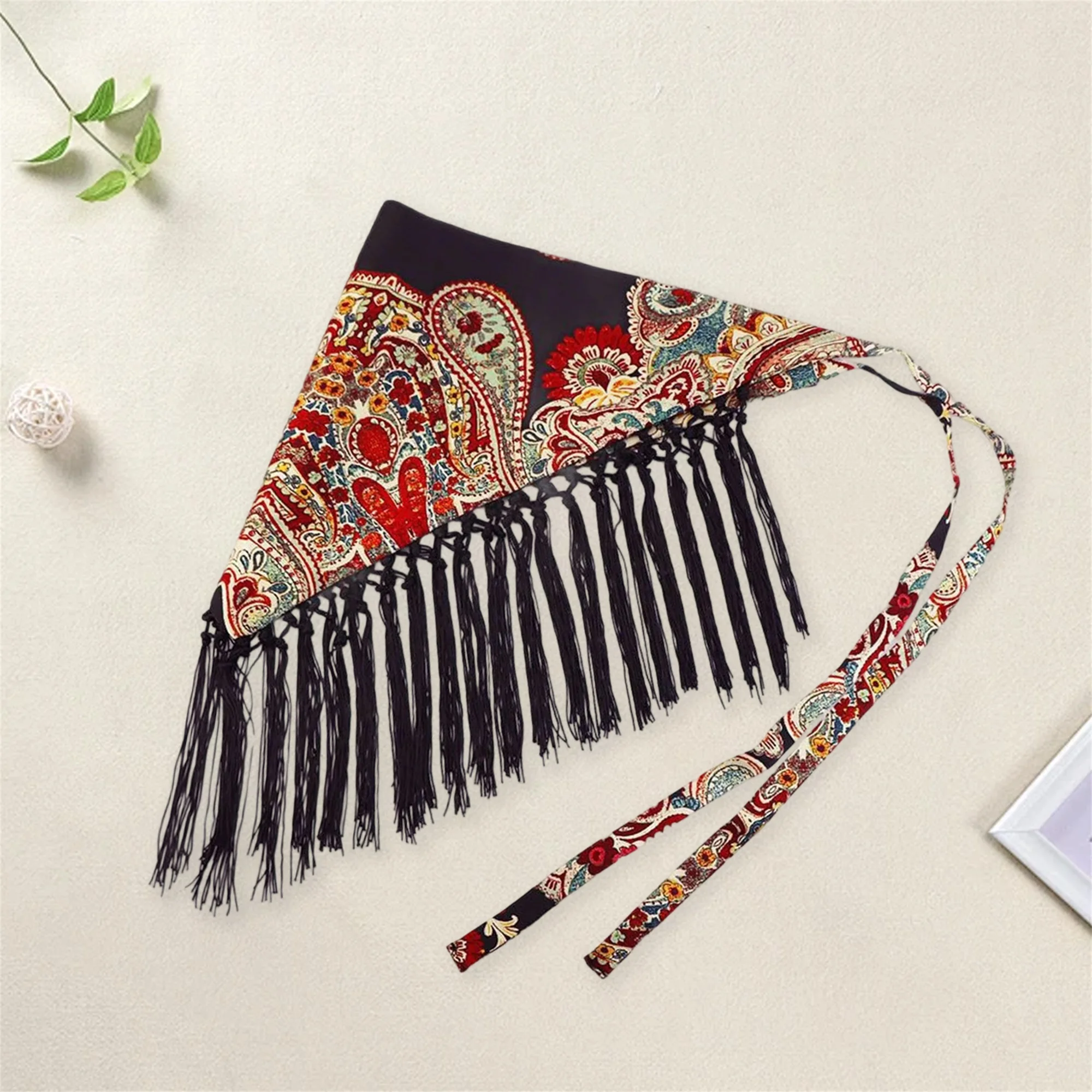 Ekstender Rok Syal Pinggang Ikat Rumbai Bermotif Bunga Wanita dengan Lapisan yang Dapat Disesuaikan untuk Gaya Boho