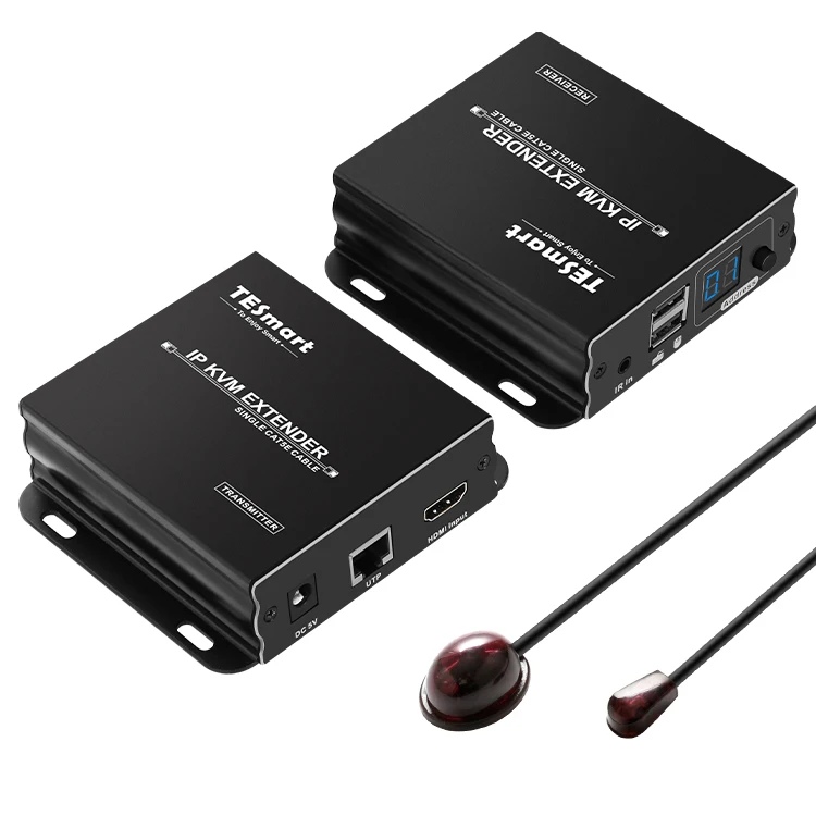 Tesmart 4k extender kvm hdmi אודיו extender 120m hd משדר עם ממיר העכבר ומקלדת על פני fibar