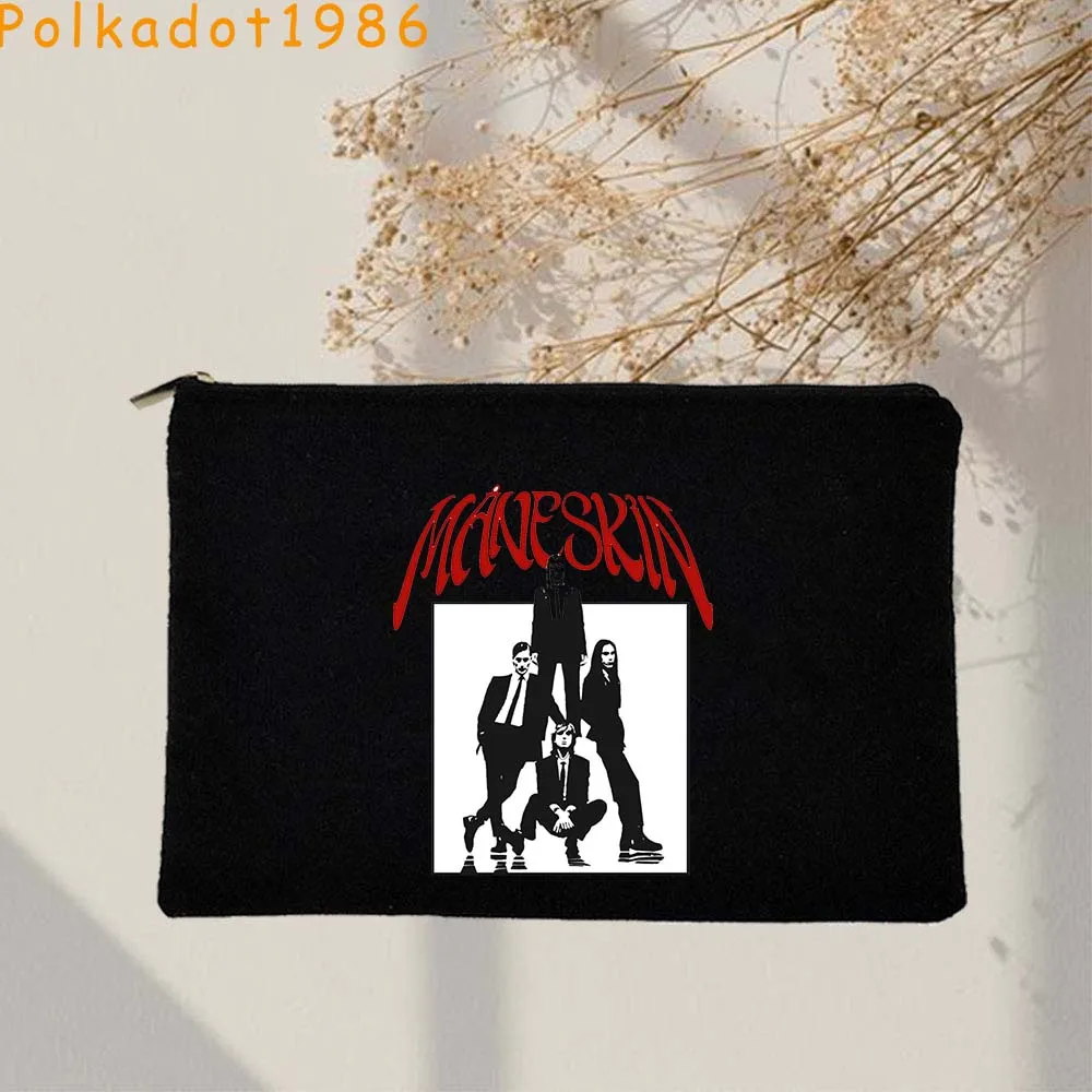 Cool Italia Music Damiano David Maneskin Victoria Damian MAMMAMIA Cute Black Canvas Bag Cosmetic Makeup Bag Key Coin Pencil Case