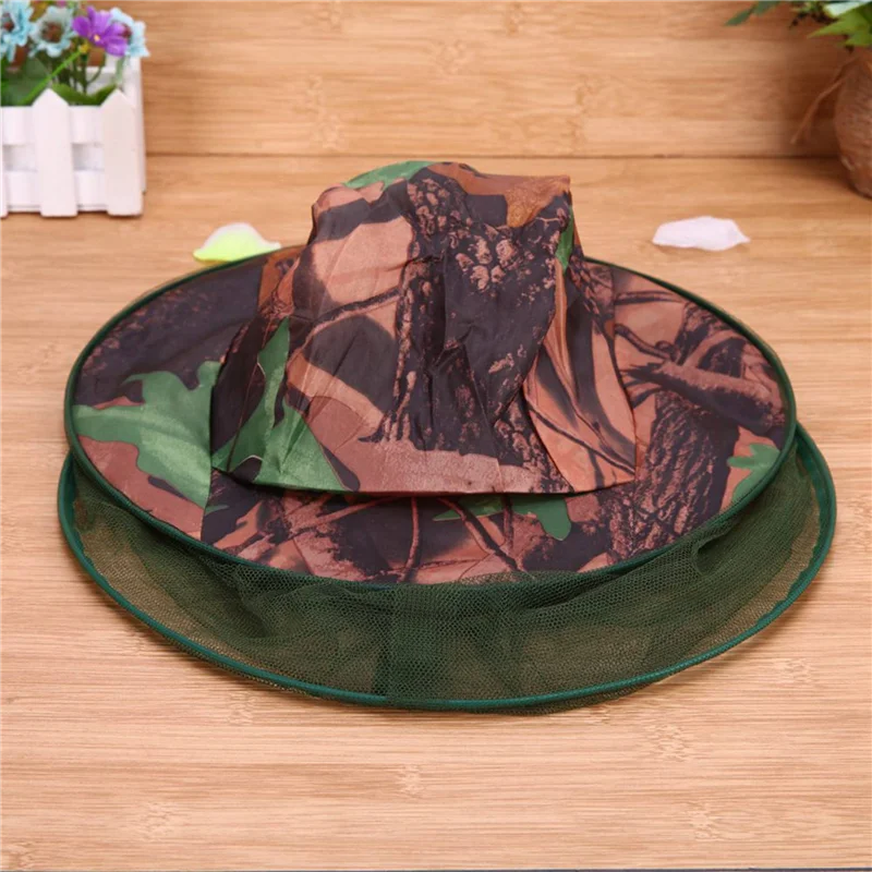 RTENTE-3X Camouflage chapeau de pêche abeille gardant les insectes moustiquaire casquette de prévention maille casquette de pêche parasol cou solitaire couvre-tête