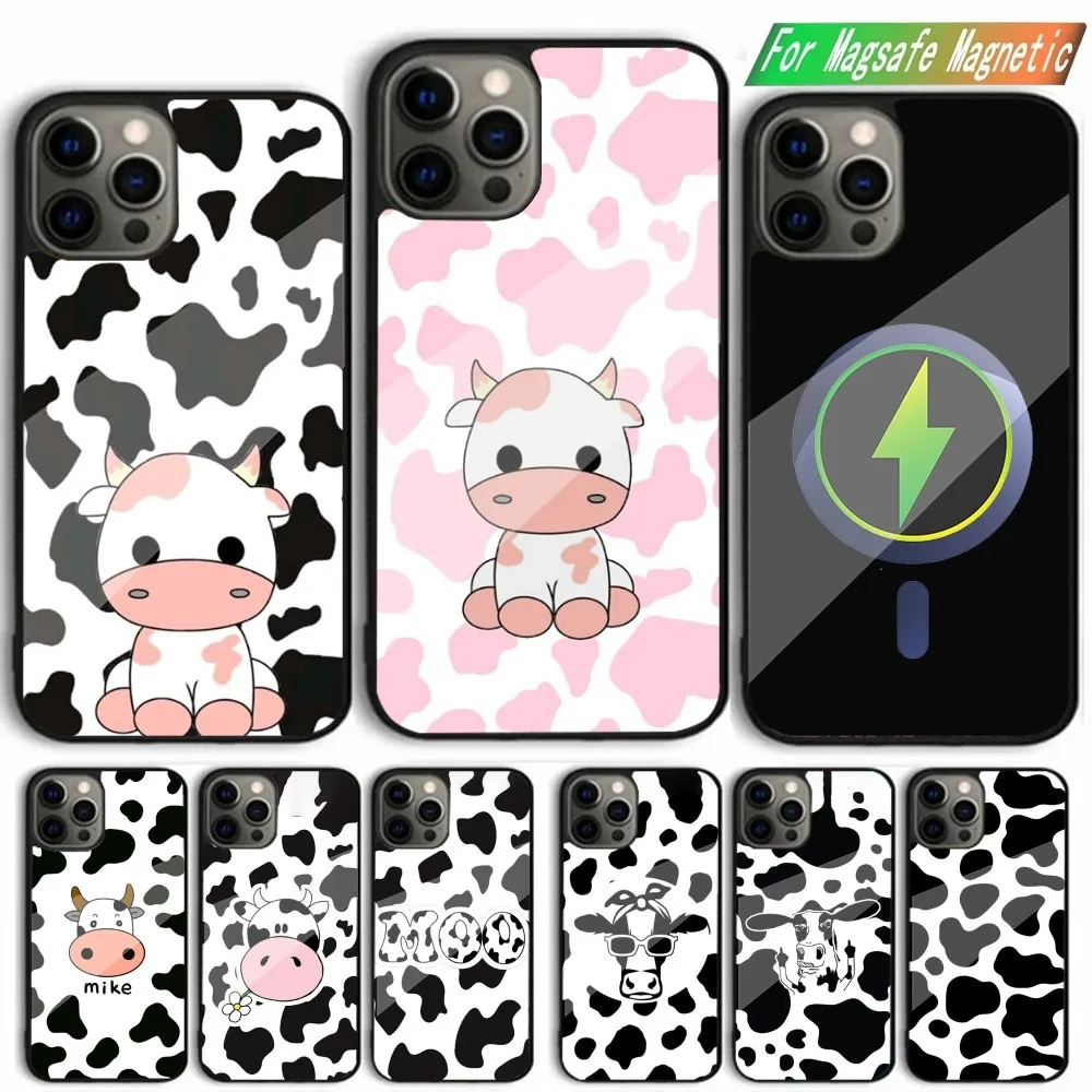 

Cow Milk Print Animal Phone Case For iPhone 15,14,13,12,11,Plus,Pro,Max Mini Magsafe Magnetic Wireless Charging