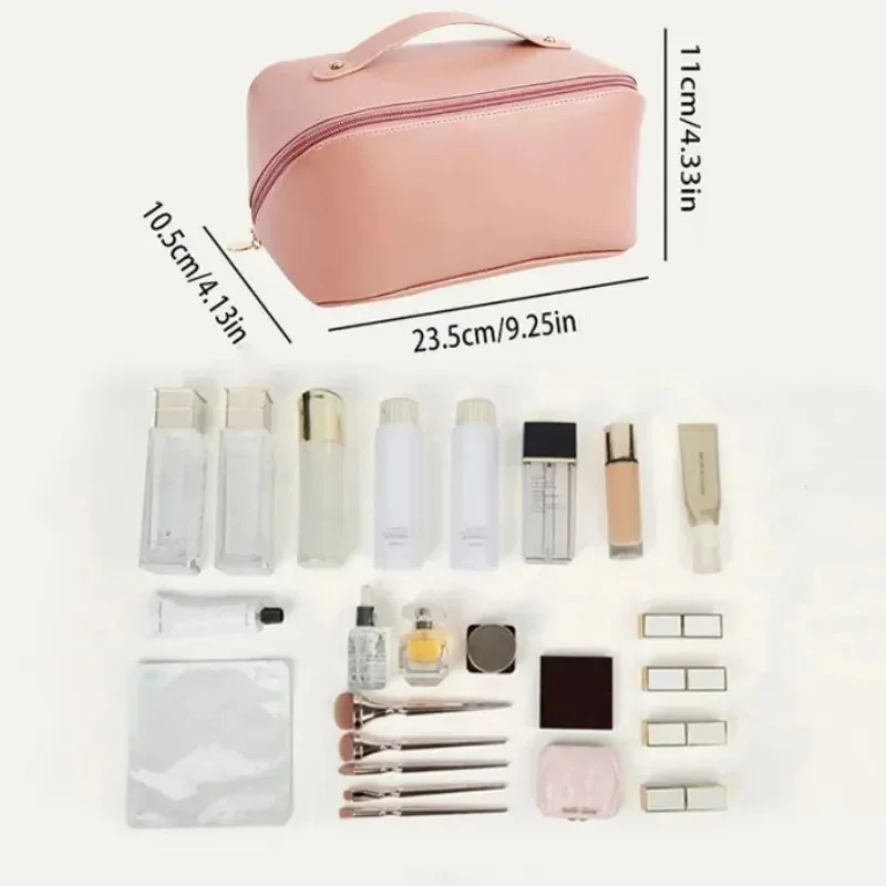 Borse per cosmetici da viaggio di grande capacità in pelle PU portatile di moda borsa per il trucco borsa per il lavaggio multifunzione da bagno