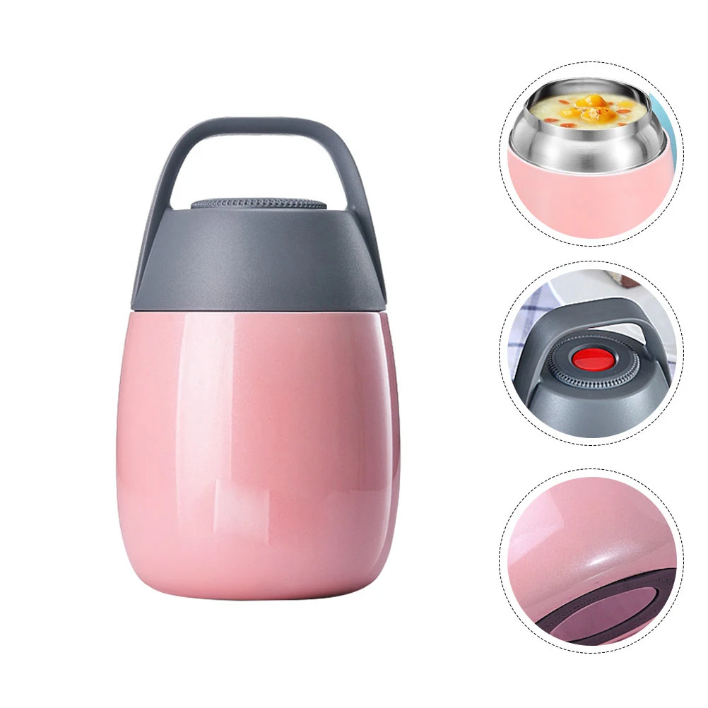 

450Ml Stainless Steel Thermal Lunch Box Insulated Food Jar Wide Mouth Handle Braised Beaker Bento Container For School Picnic