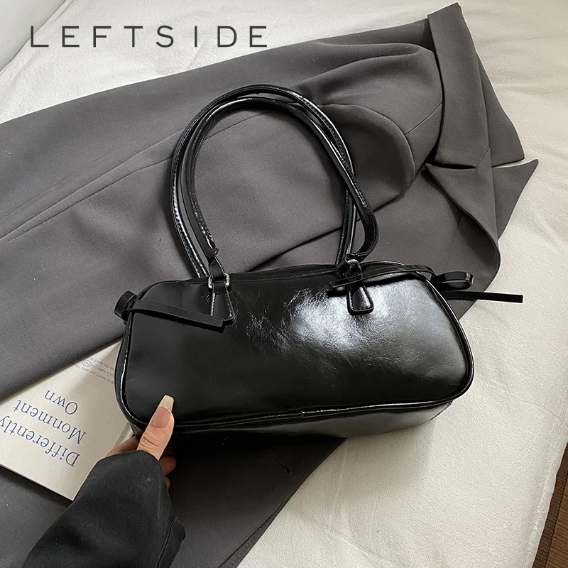 

Левая сторона, винтажные маленькие однотонные сумки на плечо из искусственной кожи для женщин, большая сумка, зимние роскошные дизайнерские сумки и кошельки 2025 года