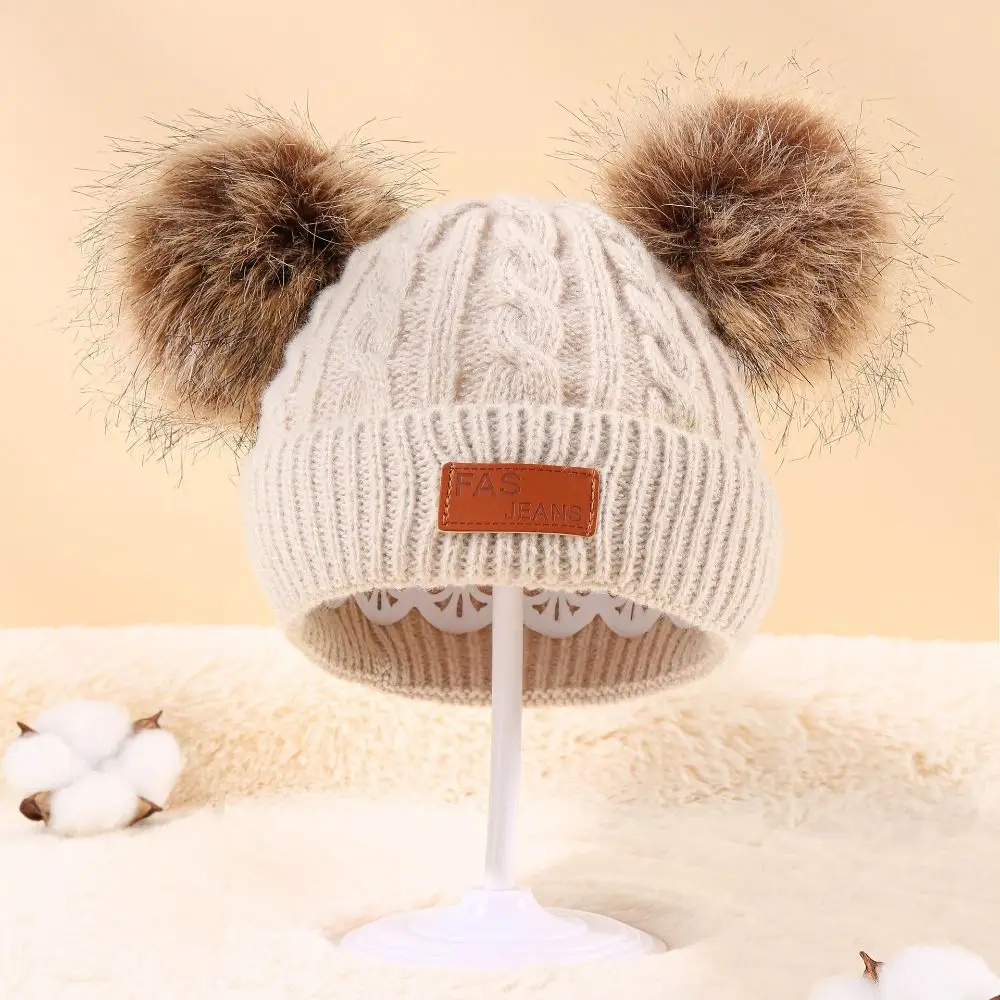 Set Topi, Syal, dan Sarung Tangan Bayi Warna Solid, Hangat, Tebal, Anti Angin, Bonnet Rajut, Beanie Rajut dengan Pompom, Topi Rajut untuk Anak Perempuan dan Laki-laki
