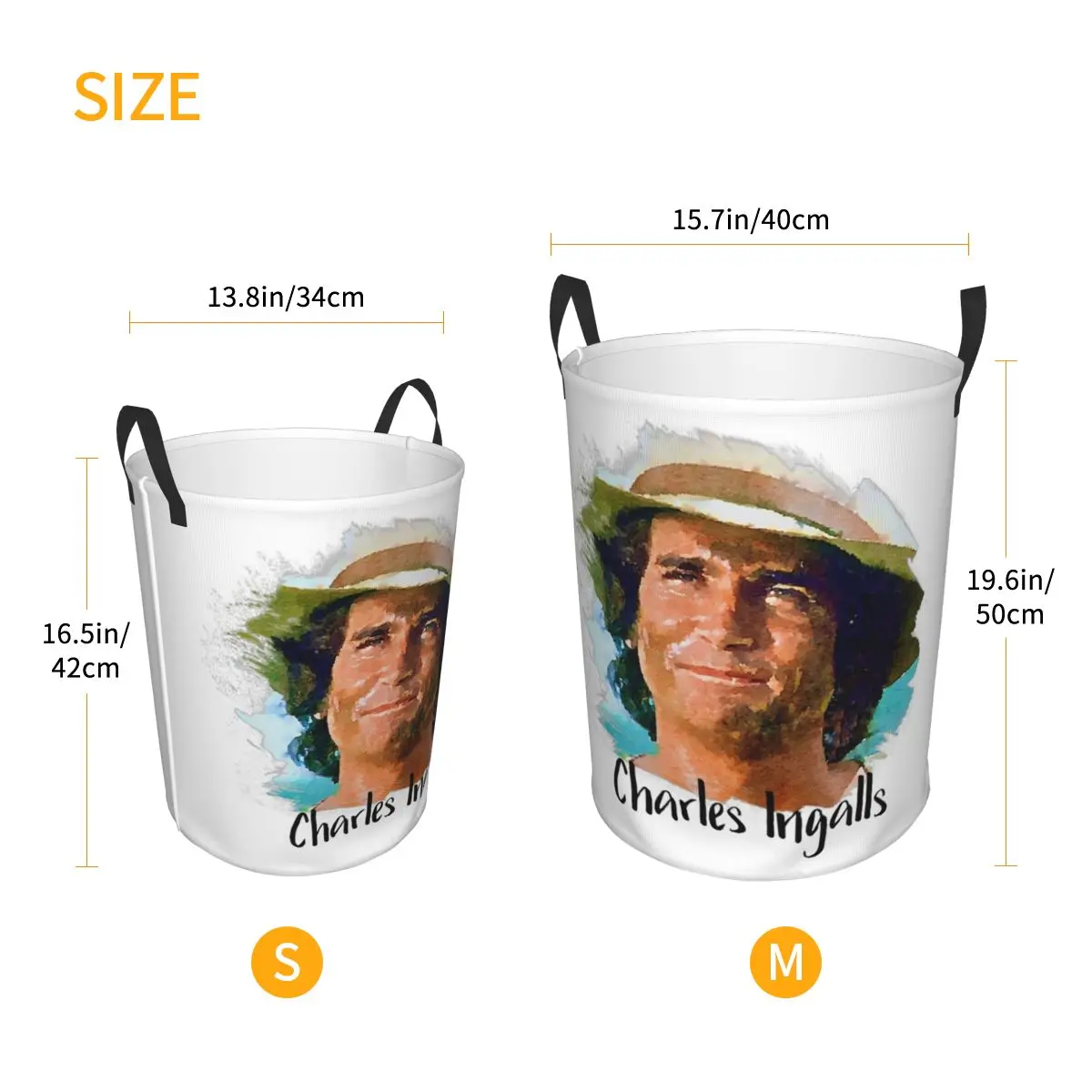 Charles Ingalls Little House On The Prairie Foldable Laundry Baskets Dirty Clothes Home Organizer Large Bucket For Home Kids