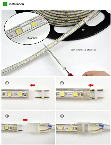 220 V LED Strip Flexible Light SMD 5050 60leds/m Waterproof Diode Tape 220V LED Light With EU Power Plug 1M 2M 3M 4M 5M 10M -25M