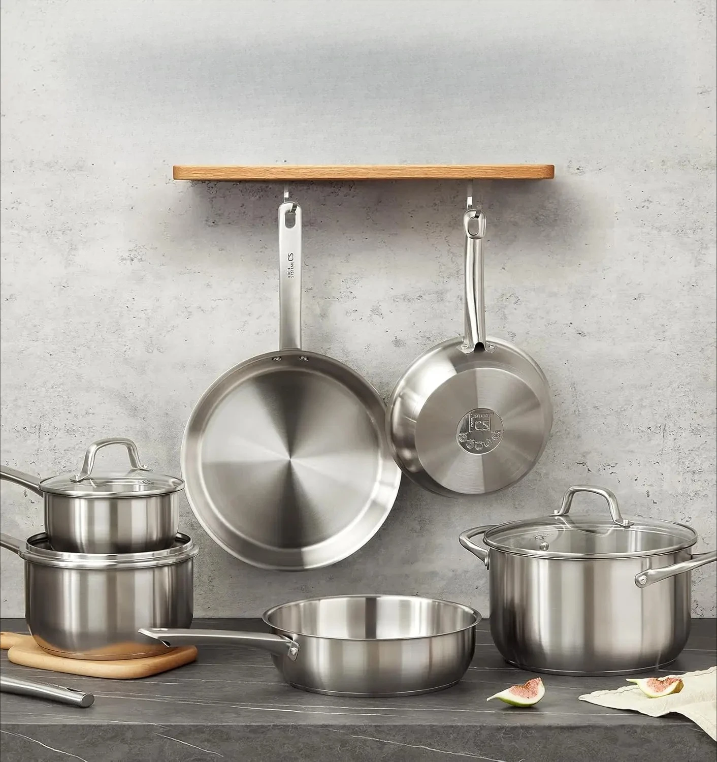 10 Piece Stainless Steel Pots and Pans Set,  Kitchen Cookware Sets, Induction Ready, Oven Safe to 450°F