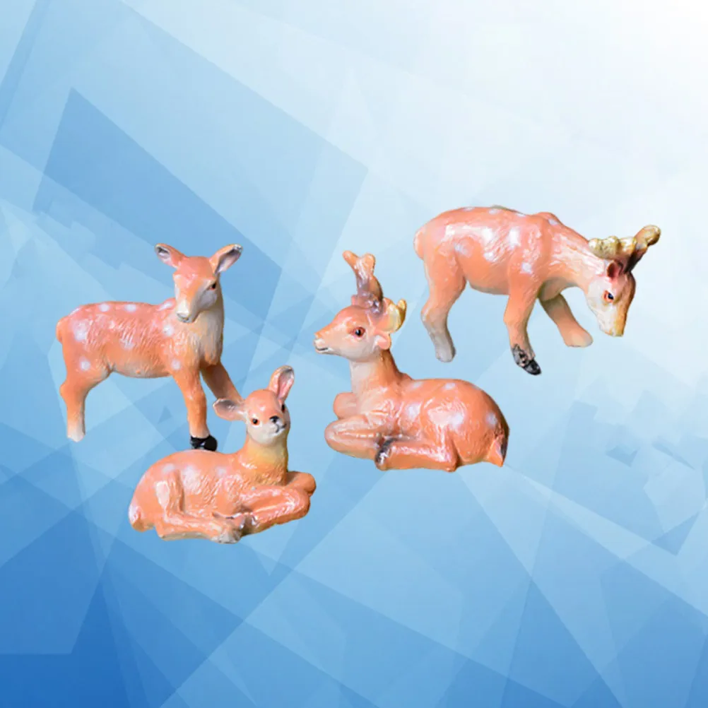 4Pcs Plumeria Deer Desktop Decoration Resin Crafts Perfect Home Office Micro Landscape Adornment Living Room Kid Room Gift