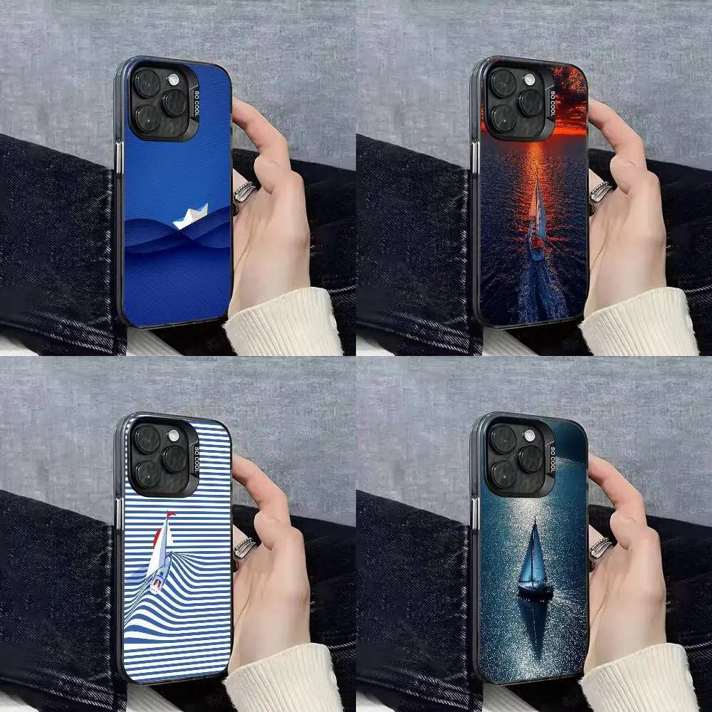 

Sailing Boat Ocean Naval Nautical Sea Phone Case For iPhone 16,15,14,13,12,11,Mini,Pro,E,SE4,XS,MAX Black Candy Matte Shell