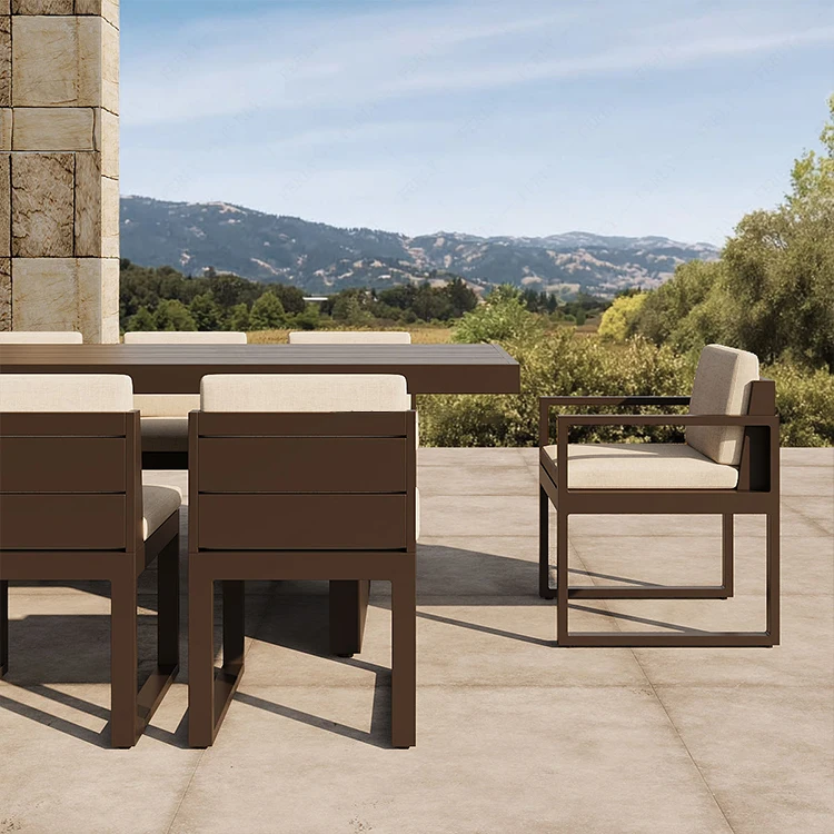Garden Dining Chairs Villa Pastoral Waterproof Outdoor Set Aluminum Patio Furniture Luxury Backyard Outdoor Table And Chair