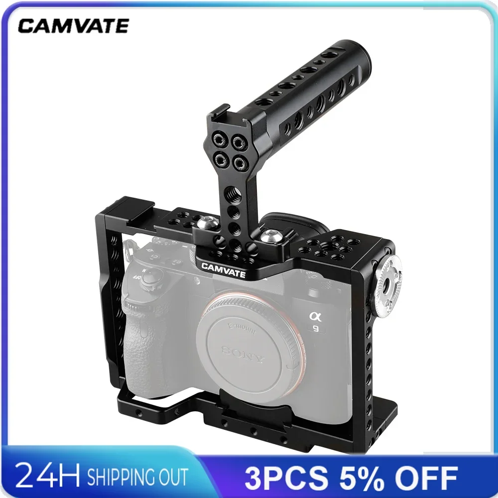 CAMVATE QR Camera Cage With Rosette Mount & Aluminum Handgrip For Sony a7 II, a7R II, a7S II, a7 III, a7R III, A7r4, a9 Series