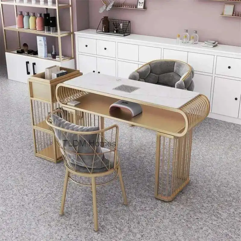 

Modern Wrought Iron Nail Tables for Commercial Furniture Beauty Manicure Table Creative Upscale Nail Table k