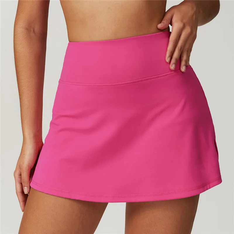 Tennis Skorts Fitness Badminton Fake 2 Piece Sports Skirt With Shorts Nylon Gym Running Casual Mini Yoga bottoms Skirt