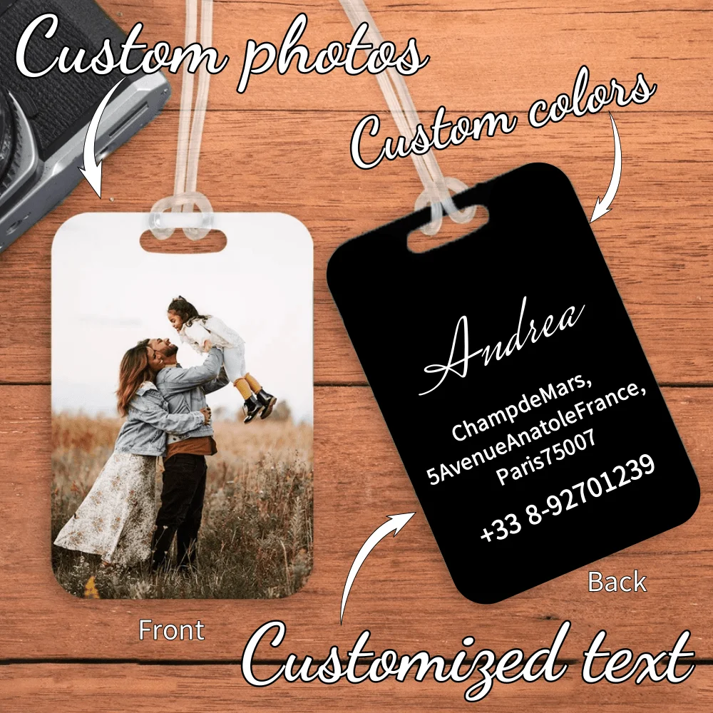 1PC Custom Photo Name Luggage Tags Personalized Vacation Id Cards Travel Wedding Decoration Gift Custom Double-Sided Luggage Tag