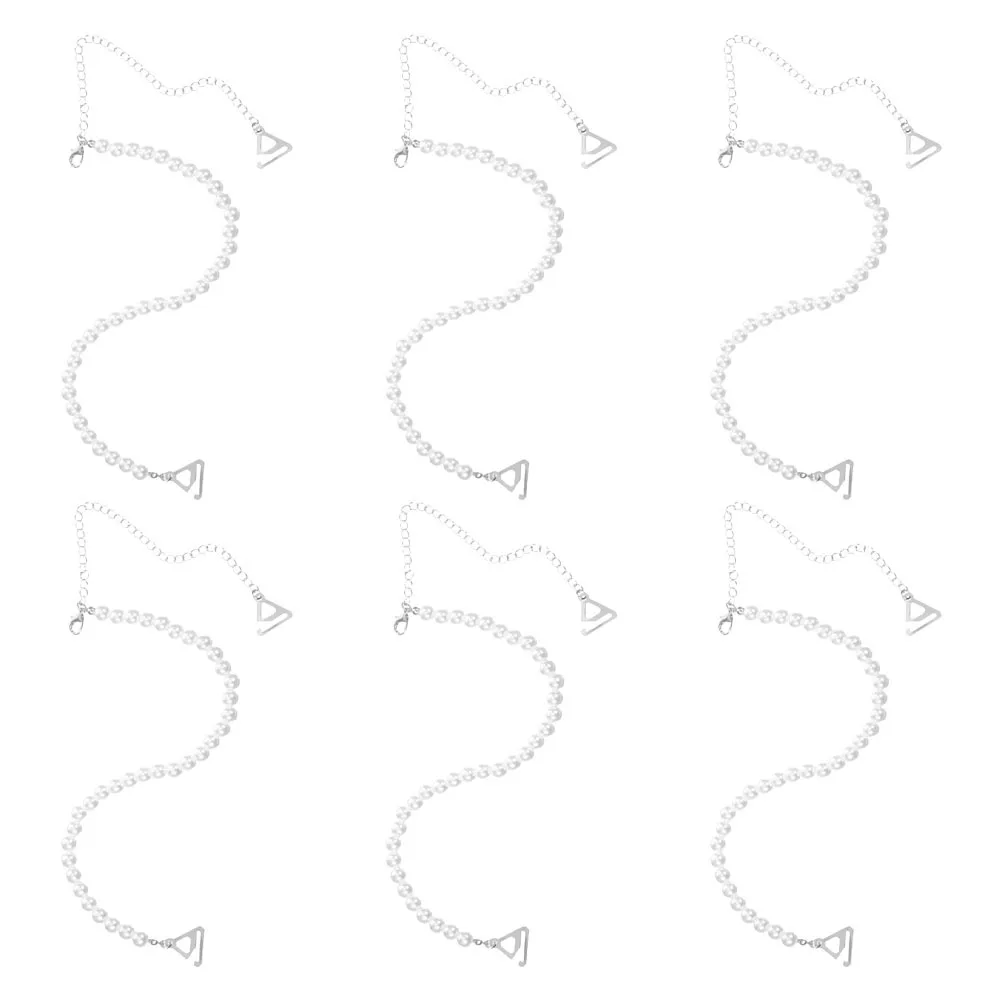 6 قطع من أشرطة حمالة الصدر اللؤلؤية القابلة للتعديل، سلاسل كتف مزينة بالخرز قابلة للفصل، غير قابلة للانزلاق، للزينة في فساتين الزفاف والمناسبات الرسمية