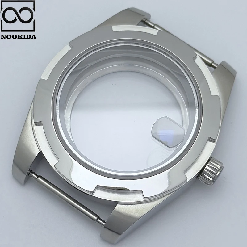 NOOKIDA 41mm Sapphire Glass Silver Case With Strap Screw-in Crown Fit 28.5-29mm Dial Fit NH35/NH36 Automatic Movement Waterproof