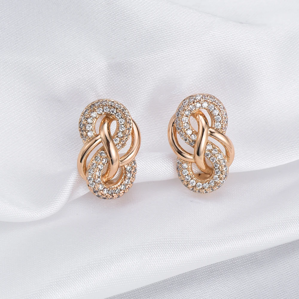 

Spiral Shape Inlaid Zircon Stud Earrings Luxury Fashion Golden Color Affordable Jewelry Design Ladies Daily Wear Gifts for Party