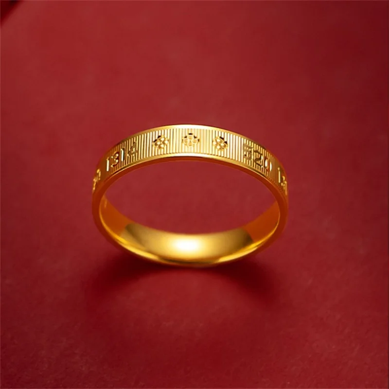 Advanced original design 24K gold couple's ring CNC craft number 520 1314 AU999 gold men's and women's boutique jewelry ring