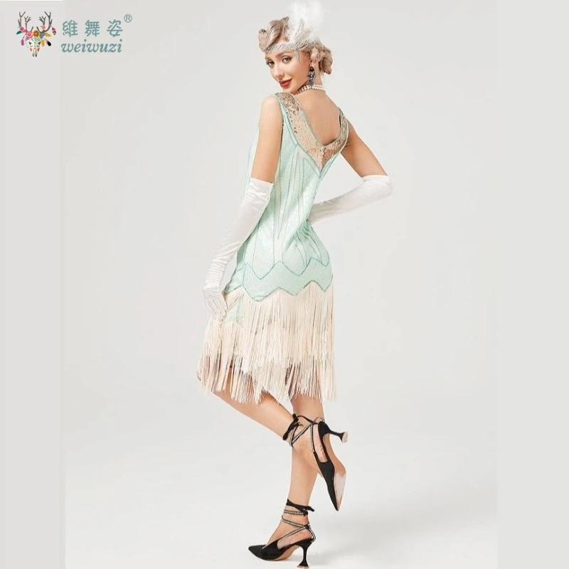 여성용 롱 스커트 연회 1920년대 개츠비 빈티지 그레이트 개츠비 파티 플래퍼 드레스 민소매 스팽글 태슬 프린지 칵테일 드레스