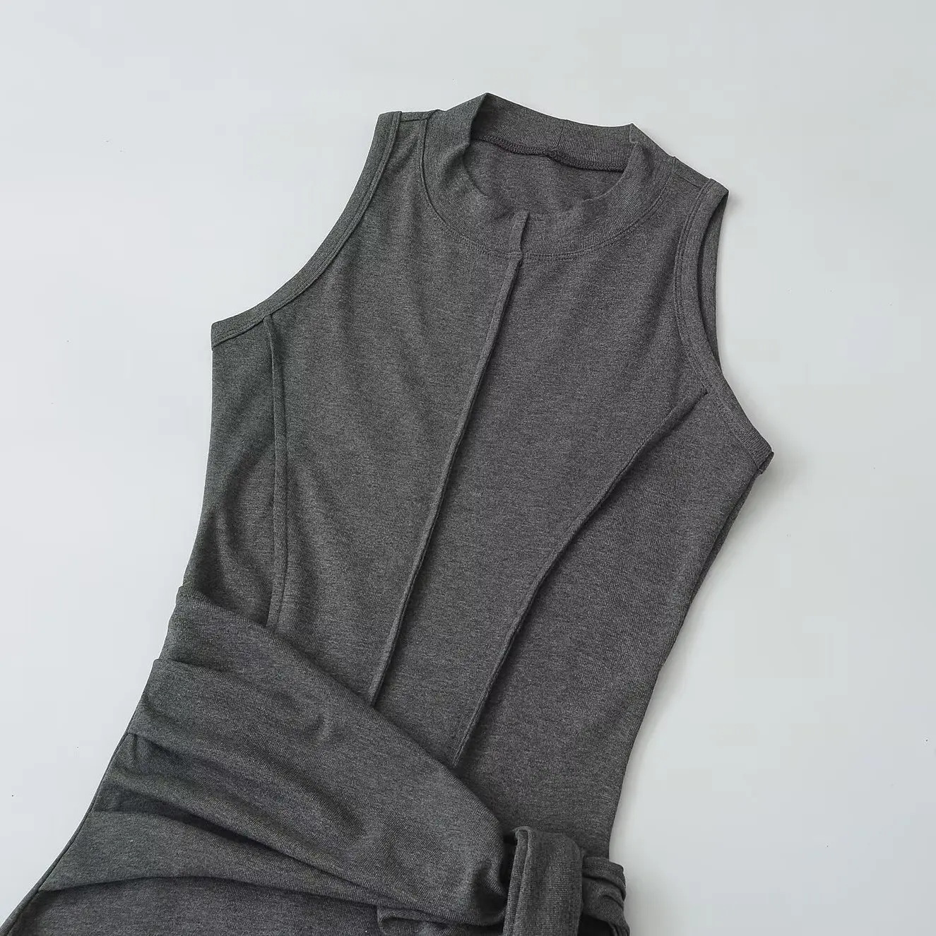 Ele High-End ey Svel Weste Dr Damen Sommer Slim Fit Fake Zweiteiler Wrap Around Hot Girl Langer Rock